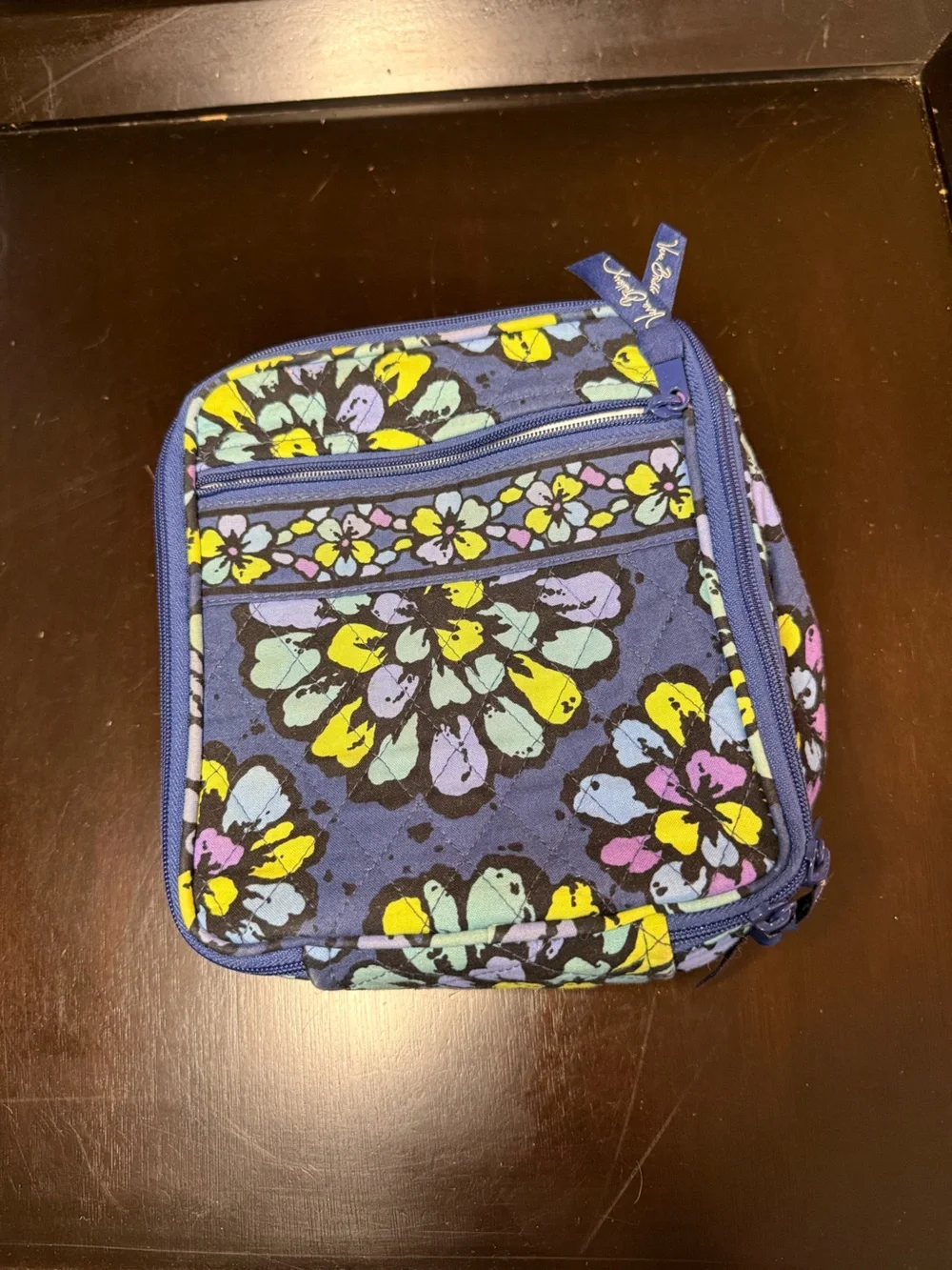 Vera Bradley Navy Floral Quilted Cosmetic Pouch